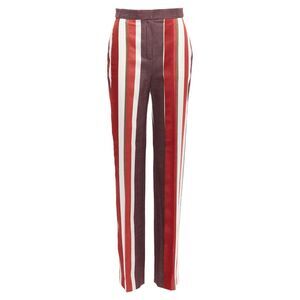 Enken cotton wool blend graphic stripe wide leg pants